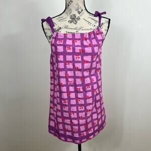 Hanna Andersson ribbon shoulder tie pink and purple lightweight dress